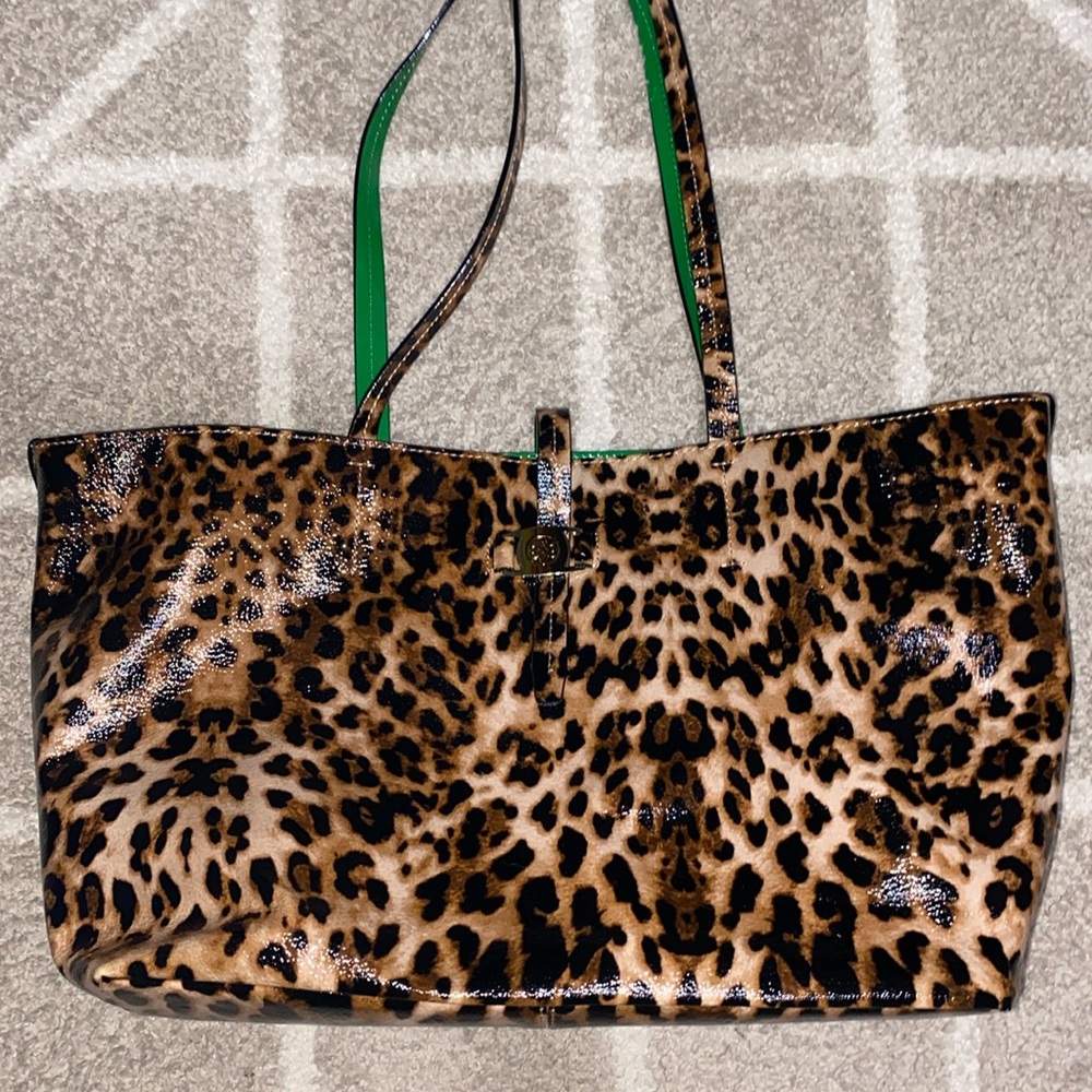 leopard + green antonio melani purse with wallet